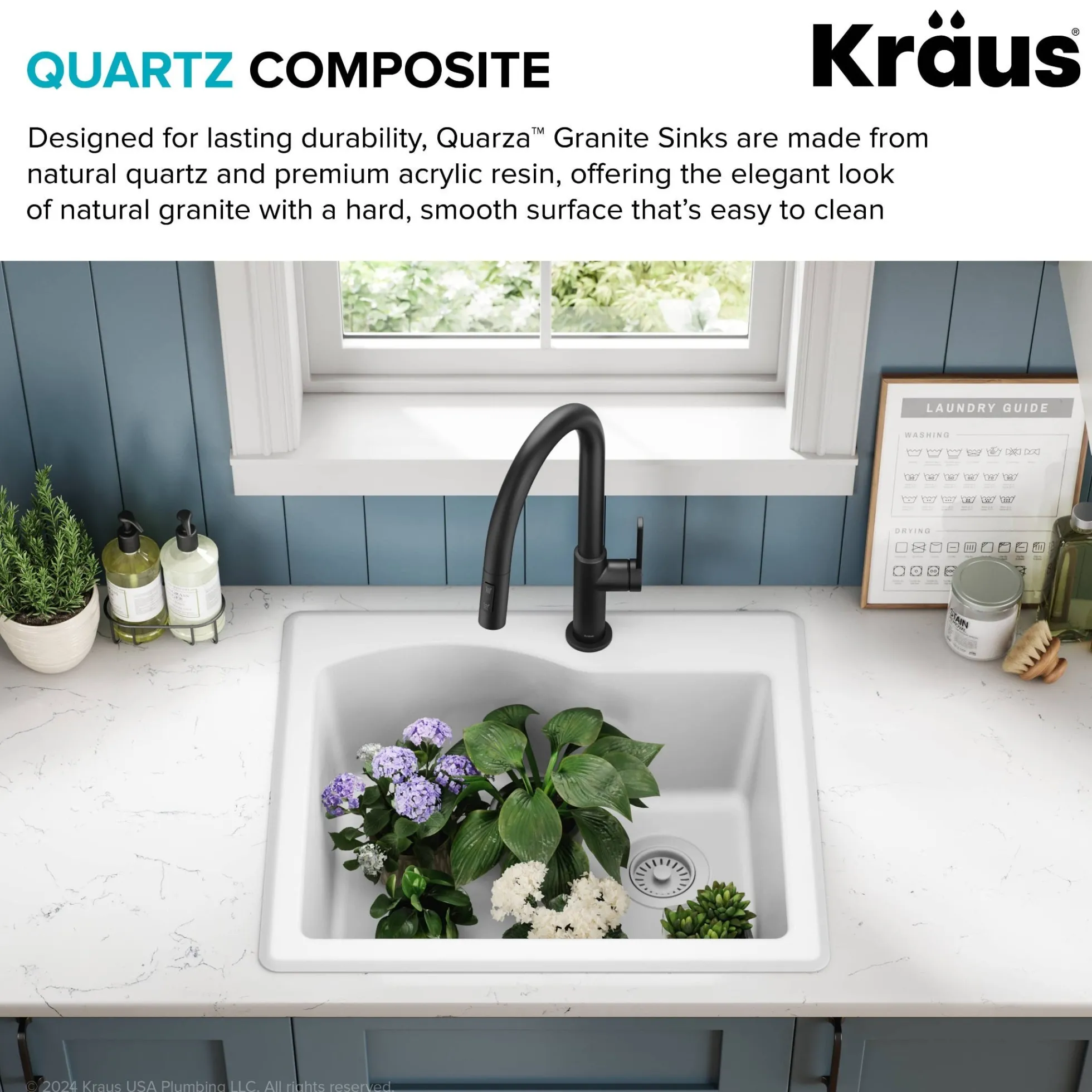 25” Drop-In / Undermount Single Bowl Granite Kitchen Sink in White