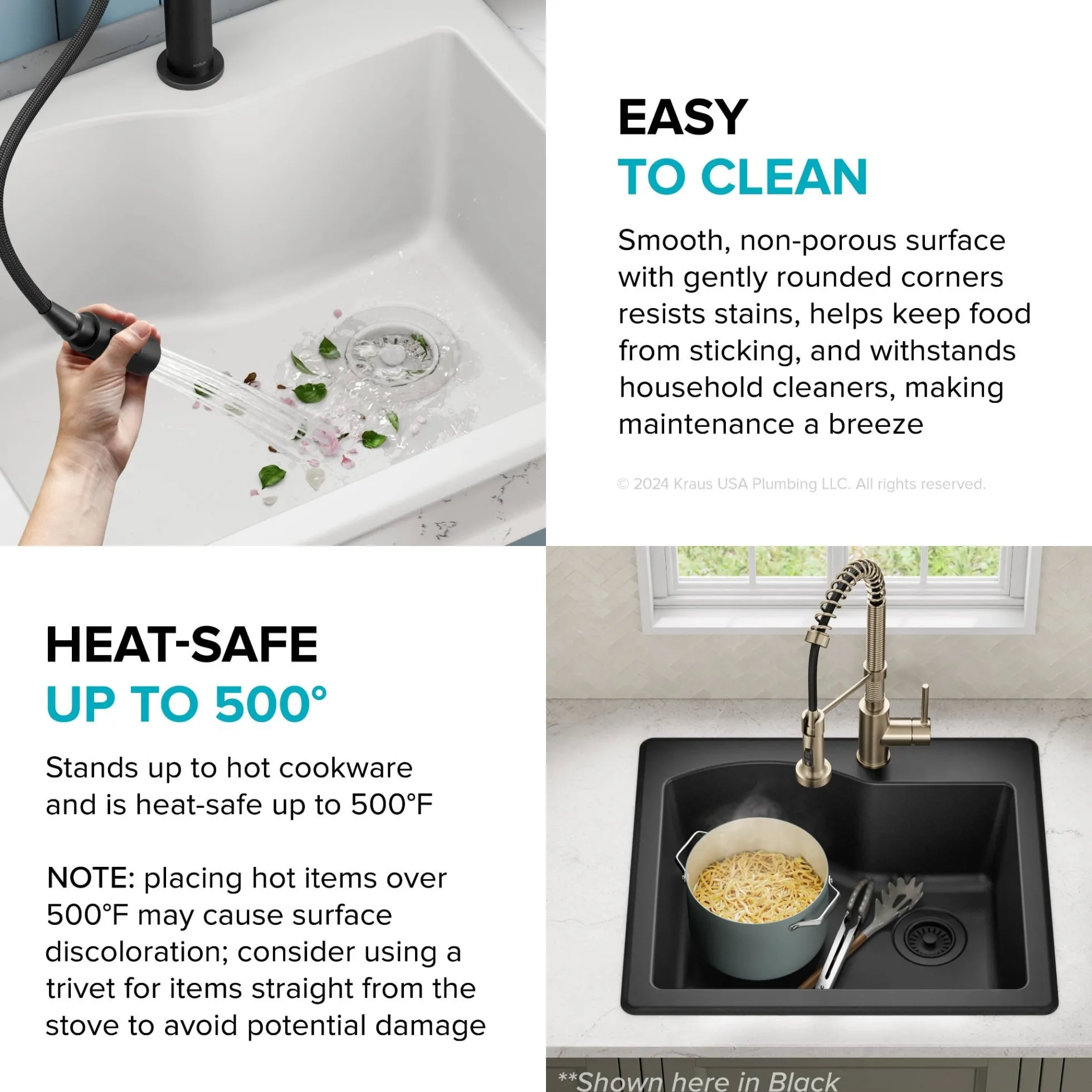 25” Drop-In / Undermount Single Bowl Granite Kitchen Sink in White