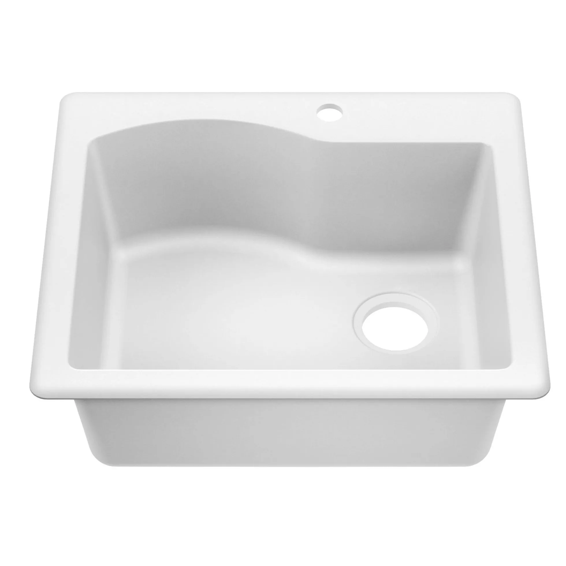 25” Drop-In / Undermount Single Bowl Granite Kitchen Sink in White