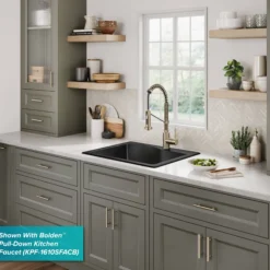 25” Drop-In / Undermount Single Bowl Granite Kitchen Sink in Black