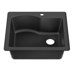 25” Drop-In / Undermount Single Bowl Granite Kitchen Sink in Black