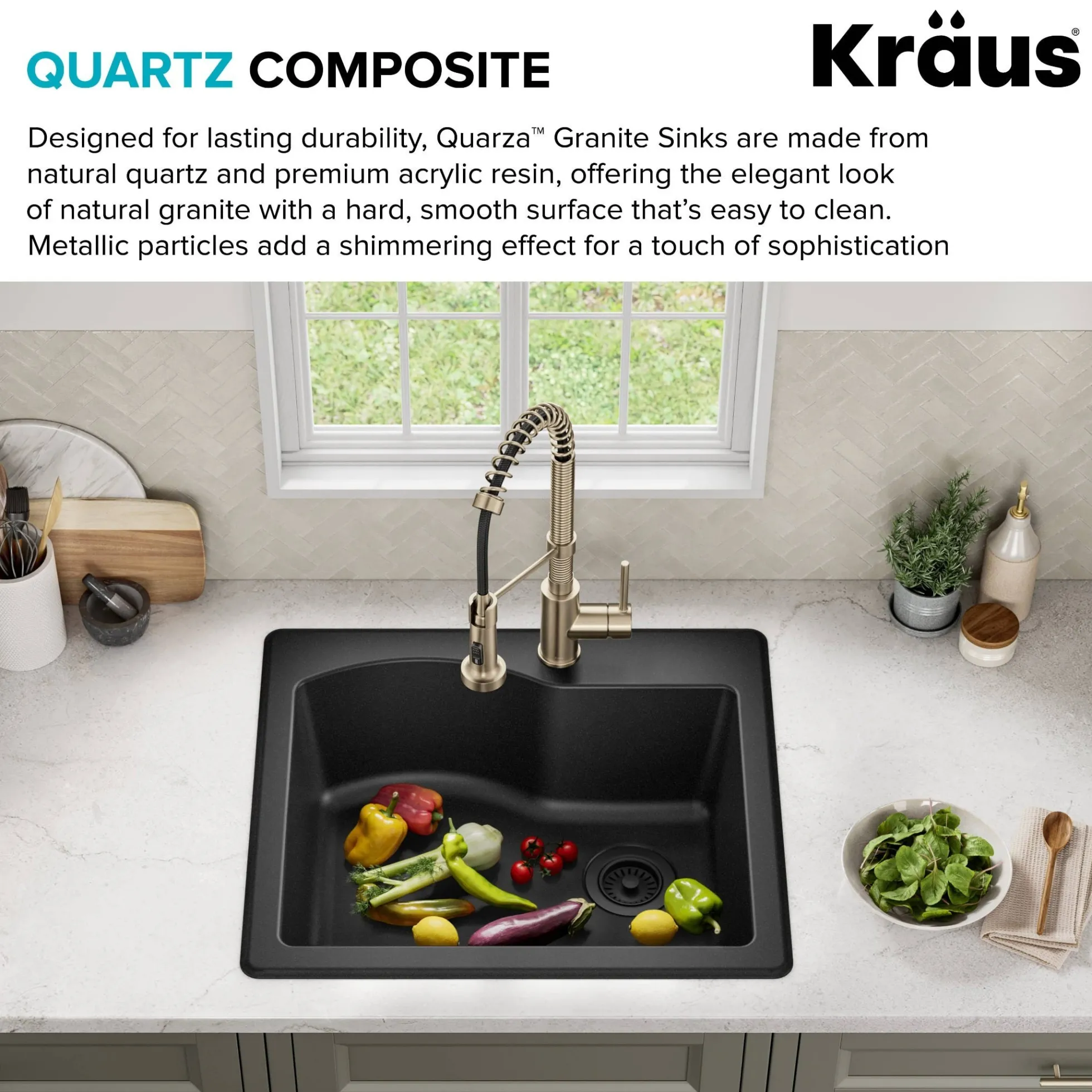 25” Drop-In / Undermount Single Bowl Granite Kitchen Sink in Black