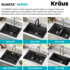 25” Drop-In / Undermount Single Bowl Granite Kitchen Sink in Black