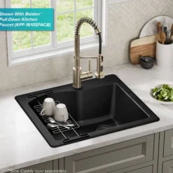 25” Drop-In / Undermount Single Bowl Granite Kitchen Sink in Black