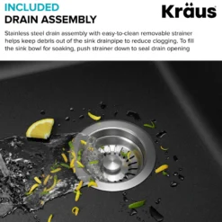 33” Drop In / Undermount Single Bowl Granite Kitchen Sink in Black