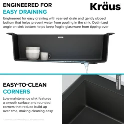 33” Drop In / Undermount Single Bowl Granite Kitchen Sink in Black
