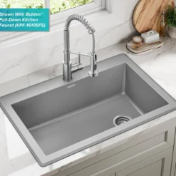 33” Drop In / Undermount Single Bowl Granite Kitchen Sink in Grey