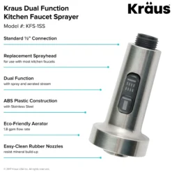 Dual Function Kitchen Faucet Sprayer in Stainless Steel