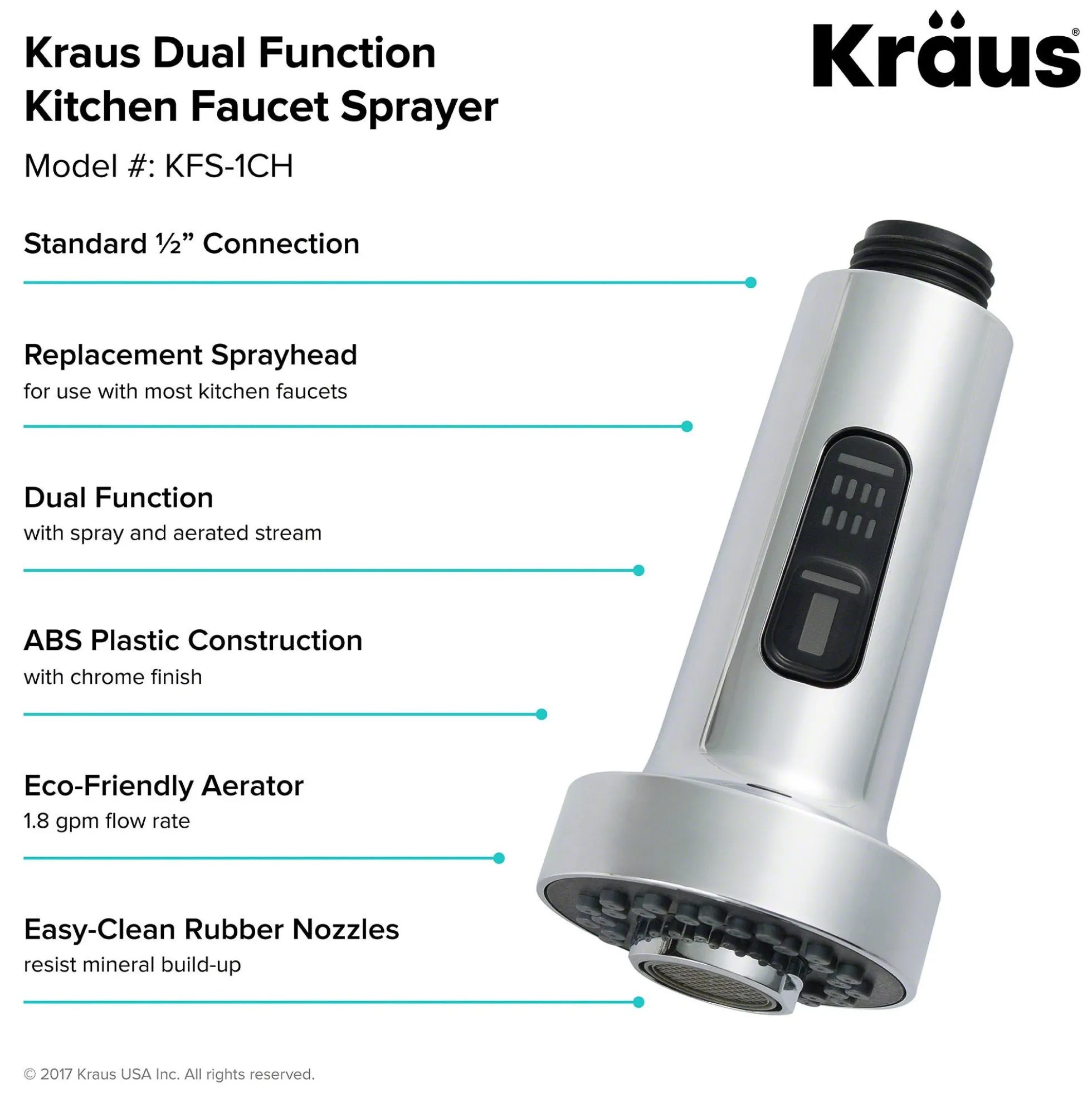 Dual Function Kitchen Faucet Sprayer in Chrome