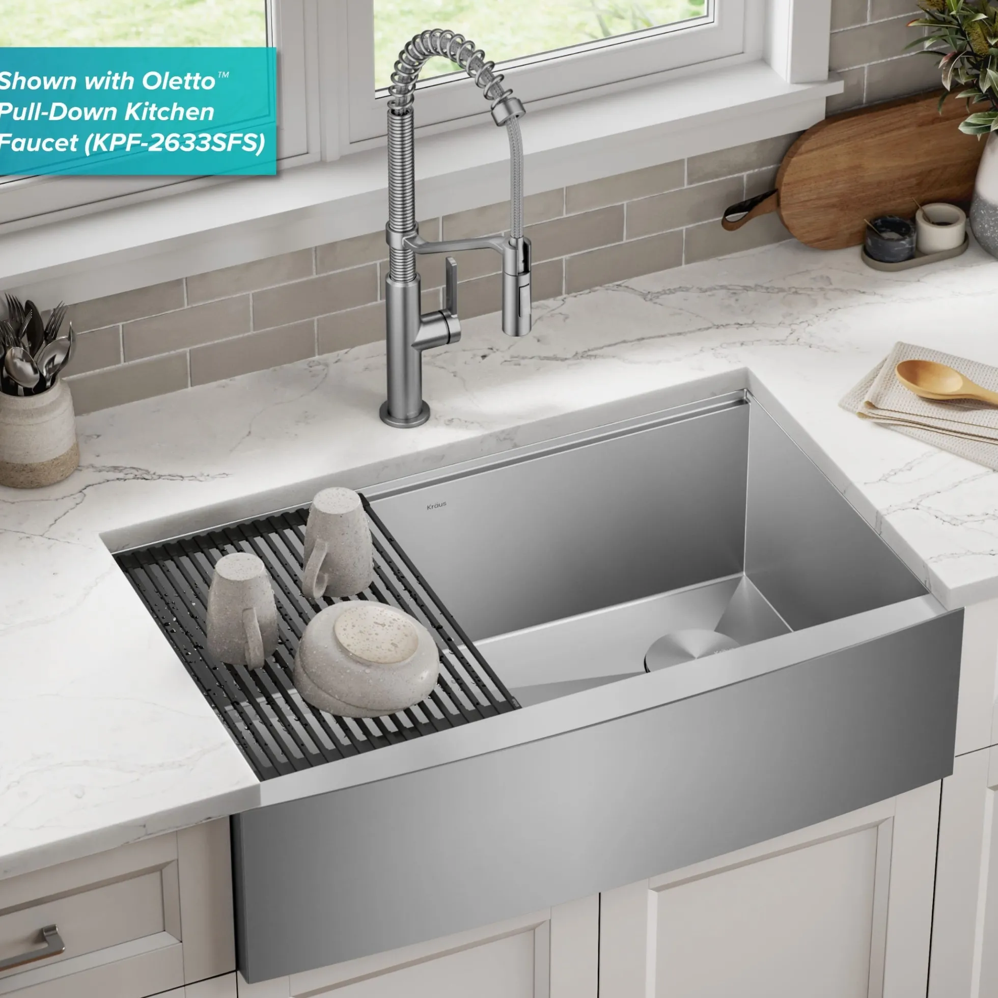 33" Farmhouse Workstation 16 Gauge Single Bowl Stainless Steel Kitchen Sink with Accessories