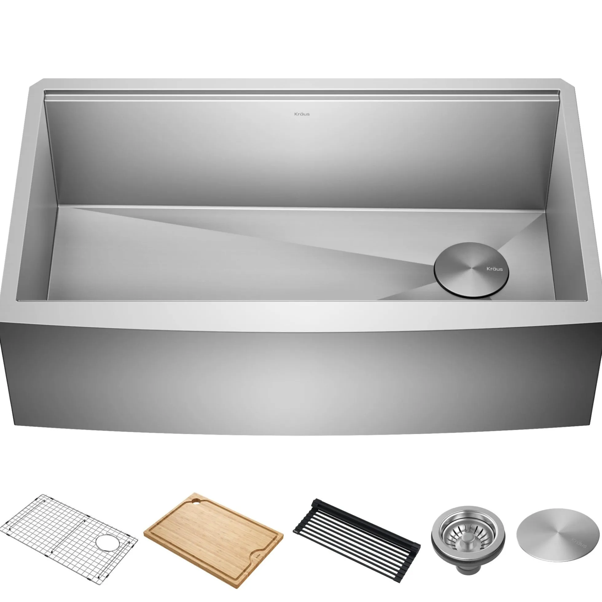 33" Farmhouse Workstation 16 Gauge Single Bowl Stainless Steel Kitchen Sink with Accessories