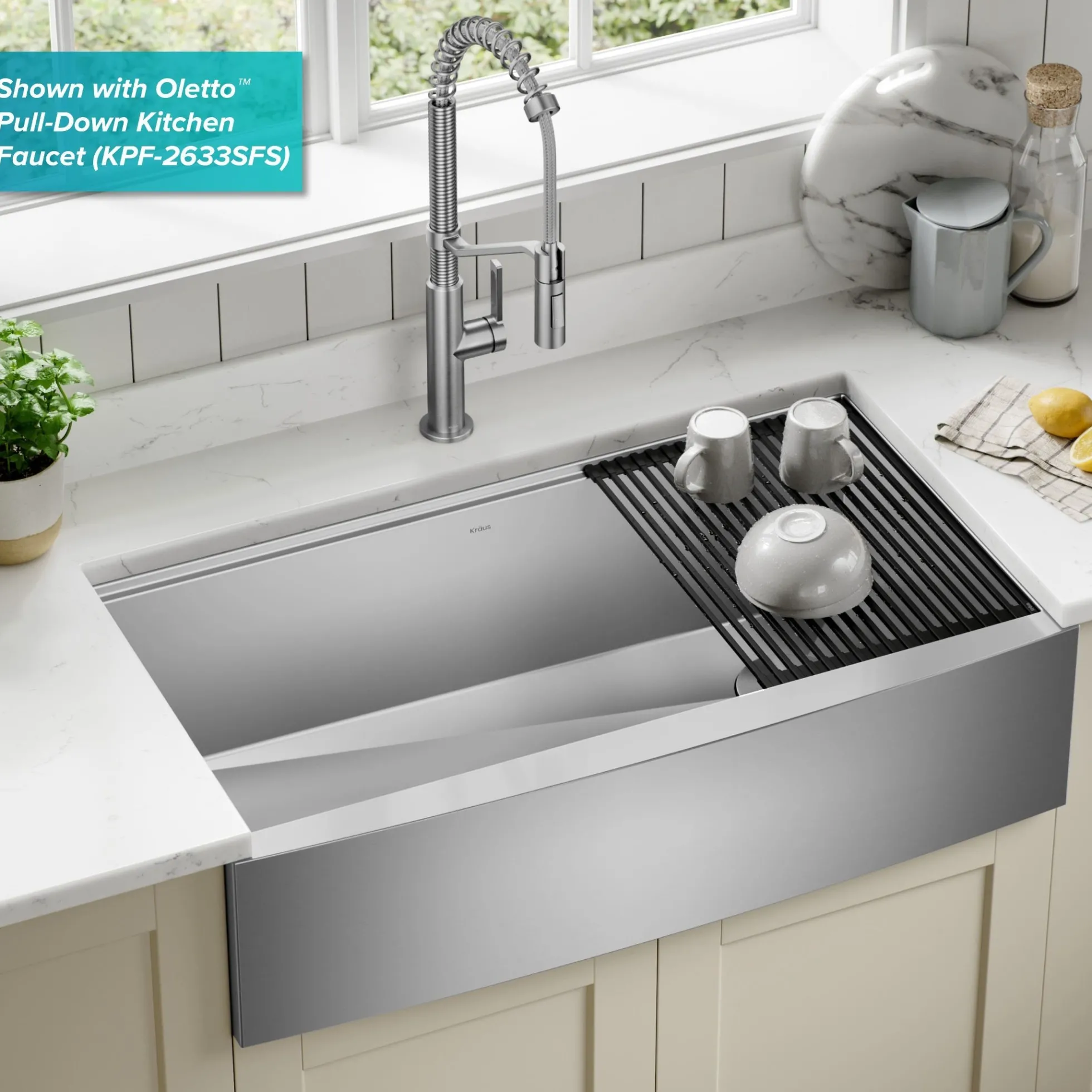 36" Farmhouse Workstation 16 Gauge Single Bowl Stainless Steel Kitchen Sink with Accessories