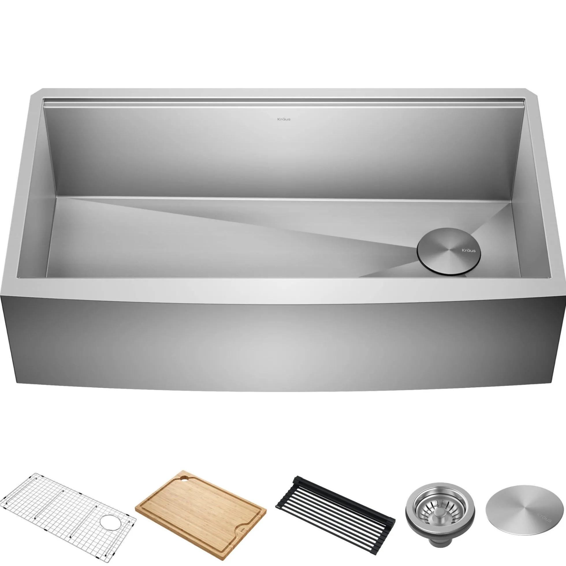 36" Farmhouse Workstation 16 Gauge Single Bowl Stainless Steel Kitchen Sink with Accessories