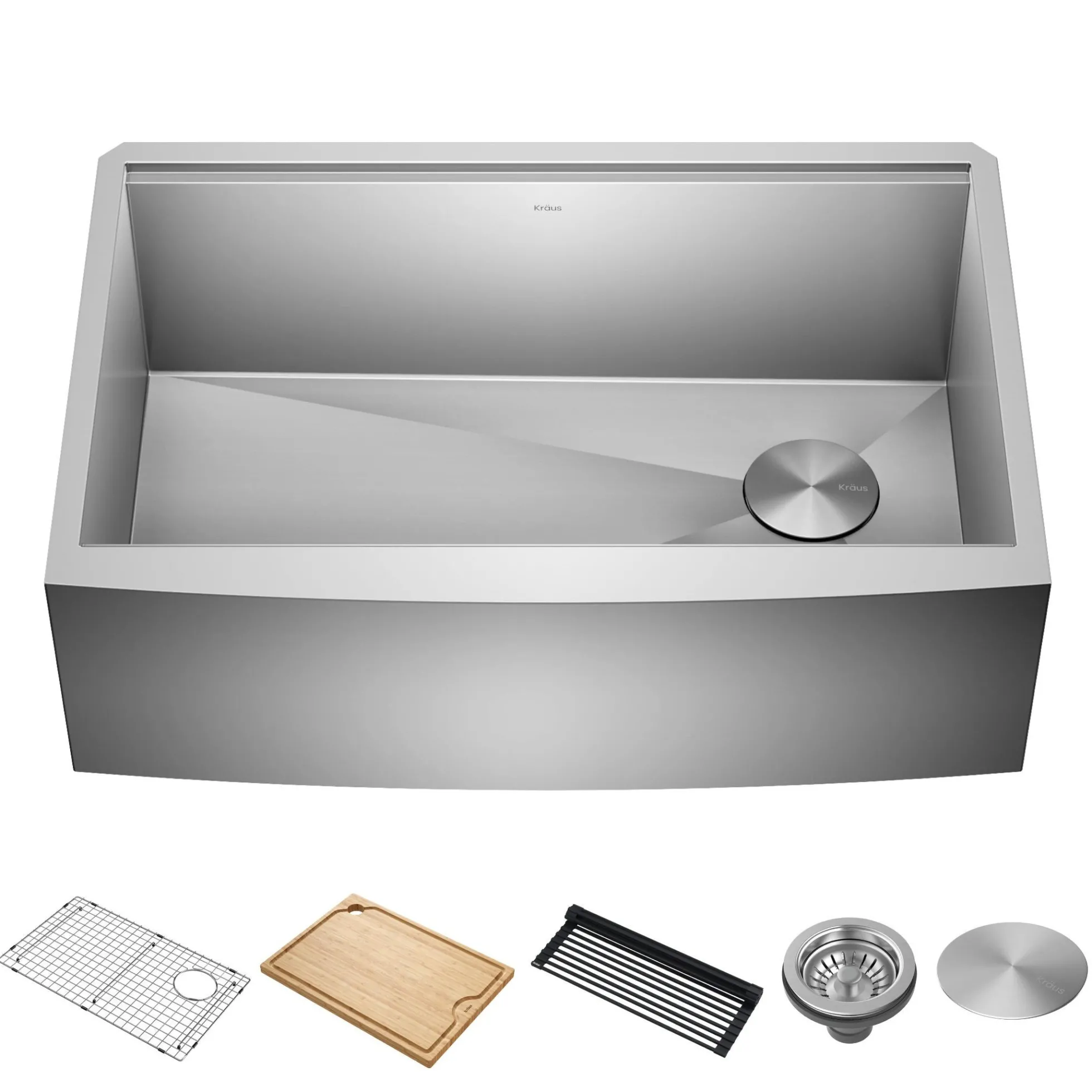 30" Farmhouse Workstation 16 Gauge Single Bowl Stainless Steel Kitchen Sink with Accessories