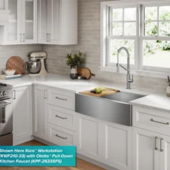 24" Farmhouse Workstation 16 Gauge Single Bowl Stainless Steel Kitchen Sink with Accessories
