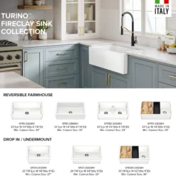 33” Fireclay Farmhouse Kitchen Sink Reversible Apron Front Double Bowl with Low Divider in Gloss White
