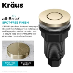 Flat-Top Garbage Disposal Air Switch Button in Spot-Free Antique Champagne Bronze