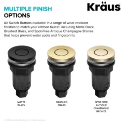 Flat-Top Garbage Disposal Air Switch Button in Spot-Free Antique Champagne Bronze