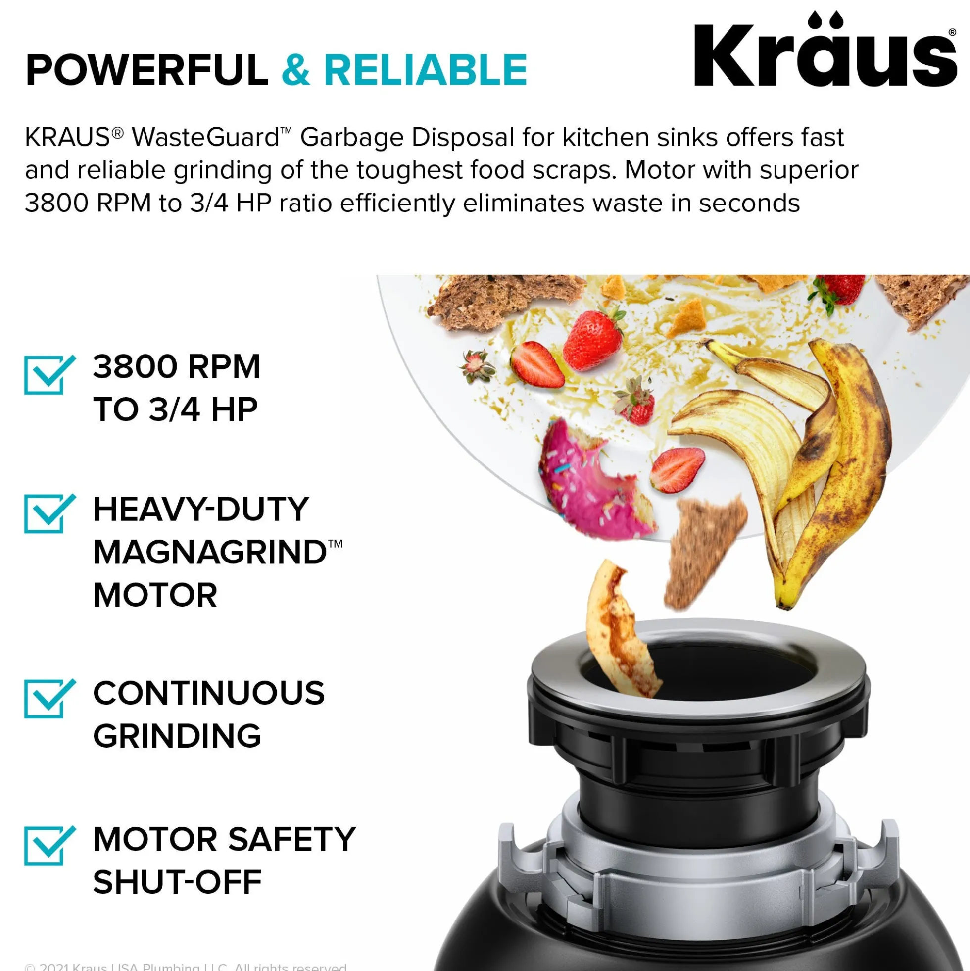 Forteza™ 33” Dual Mount 60/40 Double Bowl Granite Kitchen Sink in Black with WasteGuard™ Continuous Feed Garbage Disposal