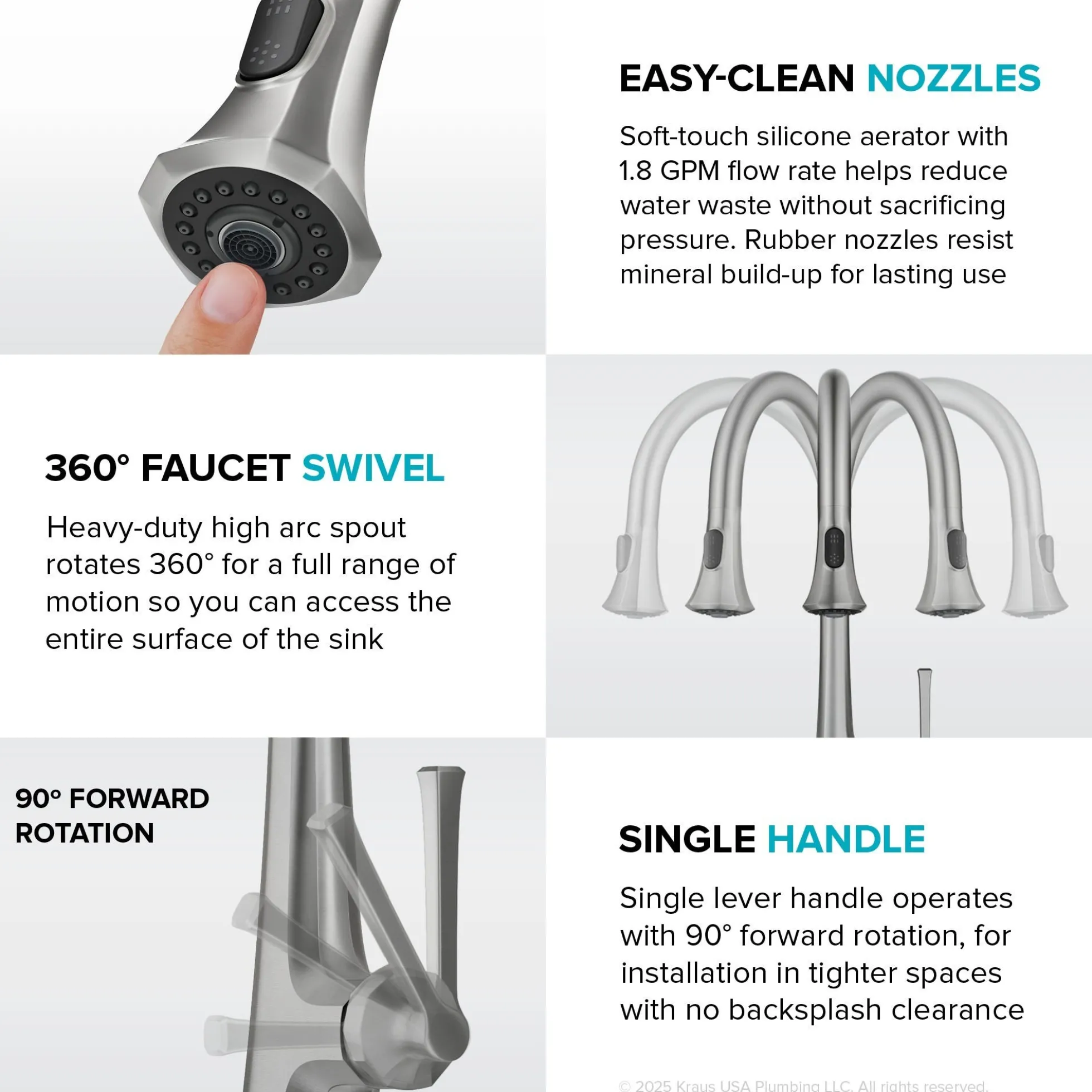 2-Function Single Handle Pull Down Kitchen Faucet in Chrome
