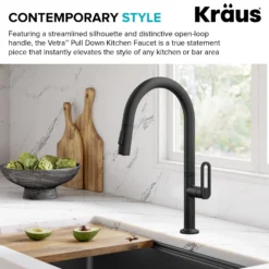 2-FunctionSingle HandlePull Down Kitchen Faucetin Matte Black