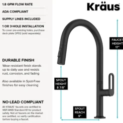 2-FunctionSingle HandlePull Down Kitchen Faucetin Matte Black
