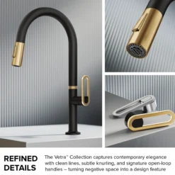 2-FunctionSingle HandlePull Down Kitchen Faucetin Matte Black
