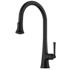 2-Function Single Handle Pull Down Kitchen Faucet in Matte Black