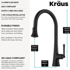 2-Function Single Handle Pull Down Kitchen Faucet in Matte Black