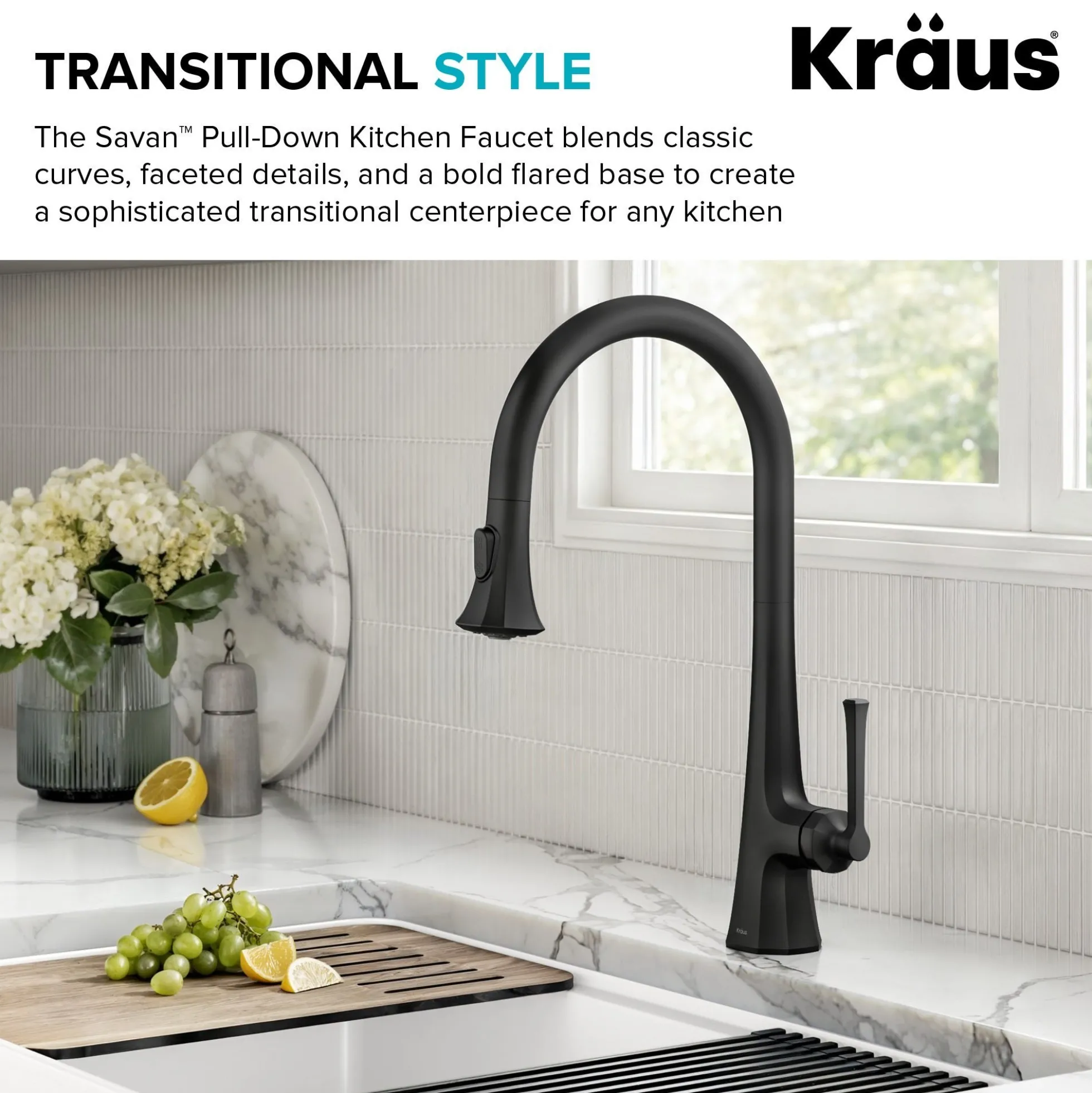 2-Function Single Handle Pull Down Kitchen Faucet in Matte Black