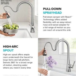 2-Function Single Handle Pull Down Kitchen Faucet in Matte Black