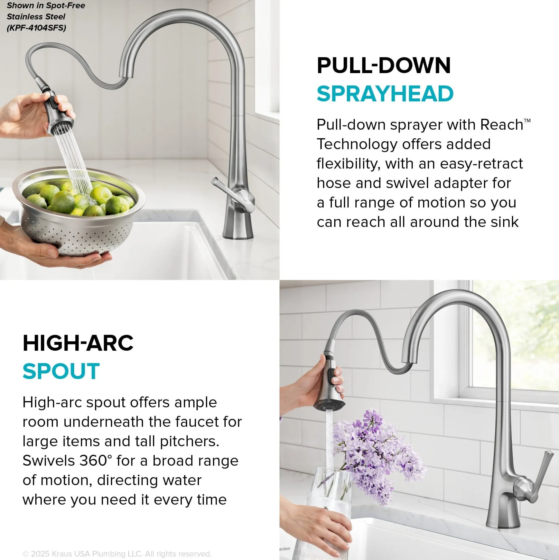 2-Function Single Handle Pull Down Kitchen Faucet in Matte Black
