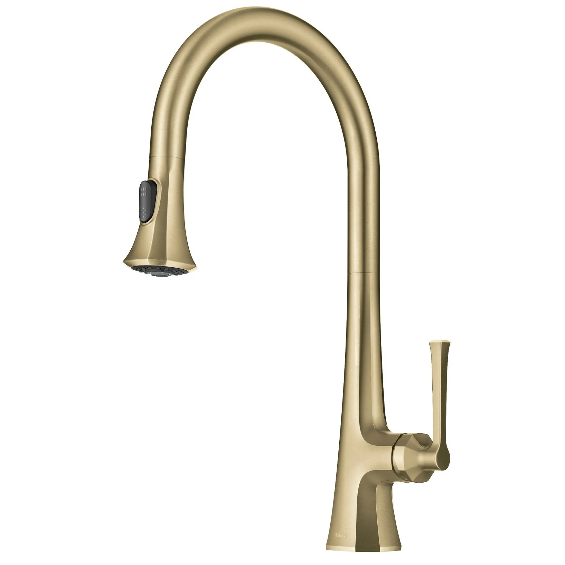 2-Function Single Handle Pull Down Kitchen Faucet in Brushed Gold