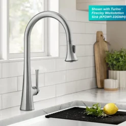 2-Function Single Handle Pull Down Kitchen Faucet in Spot-Free Stainless Steel
