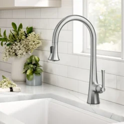 2-Function Single Handle Pull Down Kitchen Faucet in Spot-Free Stainless Steel