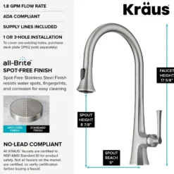 2-Function Single Handle Pull Down Kitchen Faucet in Spot-Free Stainless Steel