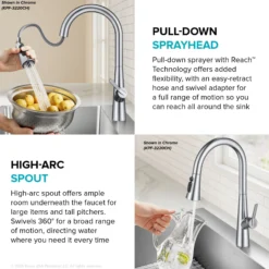 4-Function Single Handle Pull Down Kitchen Faucet with CleanSweep™ Blade Spray in Spot-Free Stainless Steel