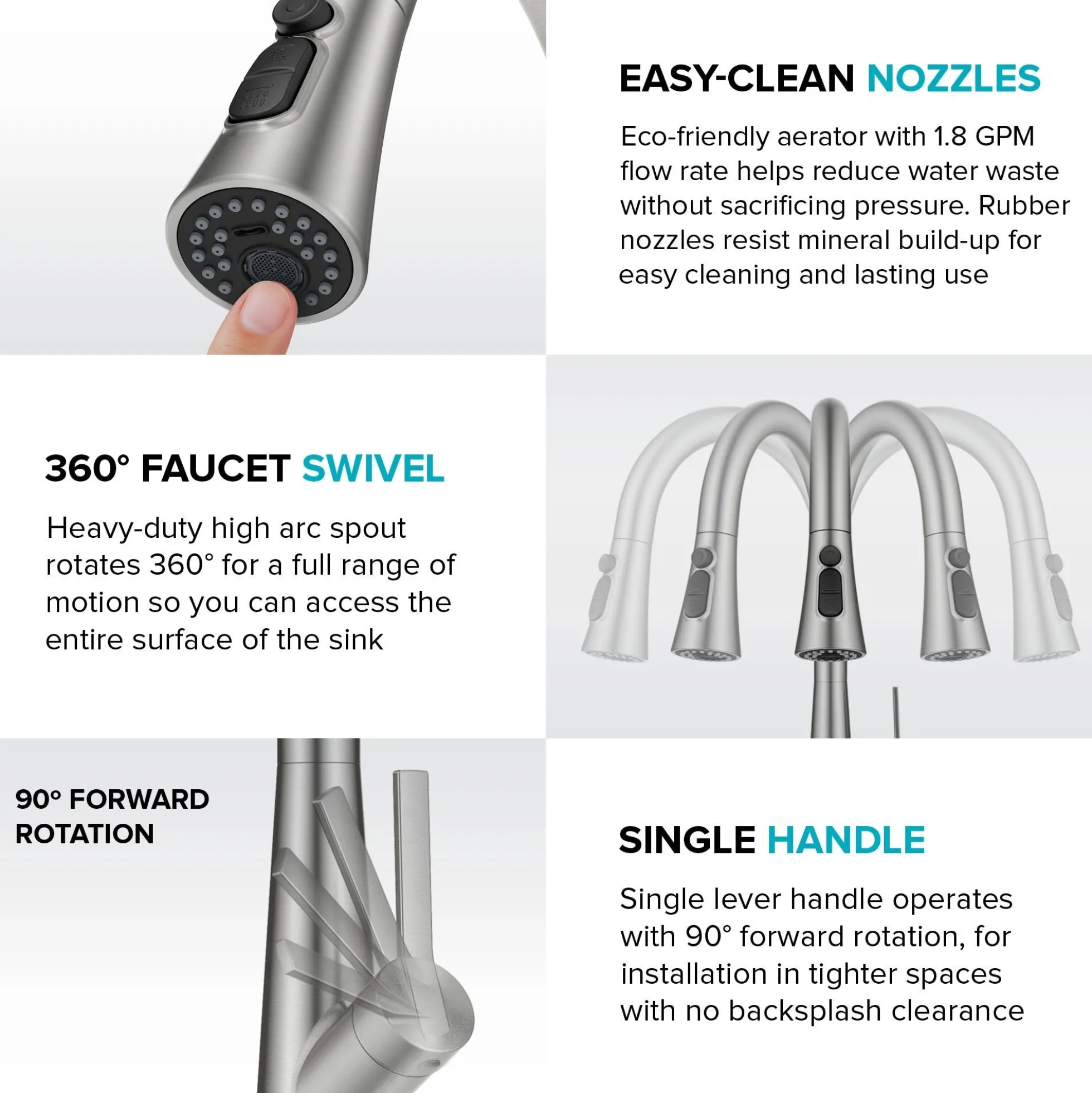 4-Function Single Handle Pull Down Kitchen Faucet with CleanSweep™ Blade Spray in Spot-Free Stainless Steel