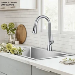 4-Function Single Handle Pull Down Kitchen Faucet with CleanSweep™ Blade Spray in Spot-Free Stainless Steel