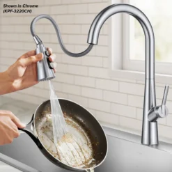 4-Function Single Handle Pull Down Kitchen Faucet with CleanSweep™ Blade Spray in Spot-Free Stainless Steel