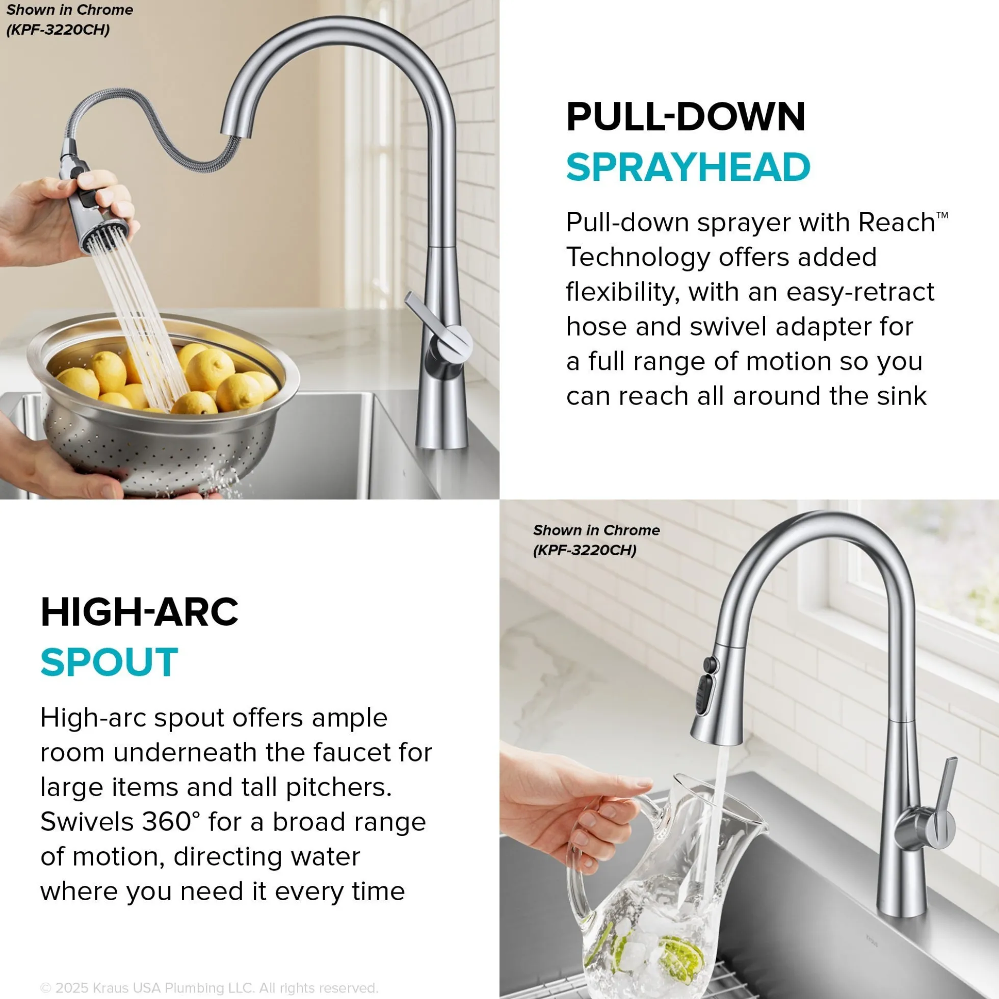 4-Function Single Handle Pull Down Kitchen Faucet with CleanSweep™ Blade Spray in Matte Black