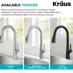 4-Function Single Handle Pull Down Kitchen Faucet with CleanSweep™ Blade Spray in Matte Black