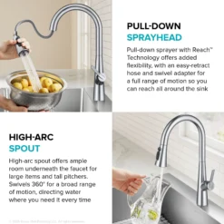 4-Function Single Handle Pull Down Kitchen Faucet with CleanSweep™ Blade Spray in Chrome