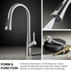 4-Function Single Handle Pull Down Kitchen Faucet with CleanSweep™ Blade Spray in Chrome