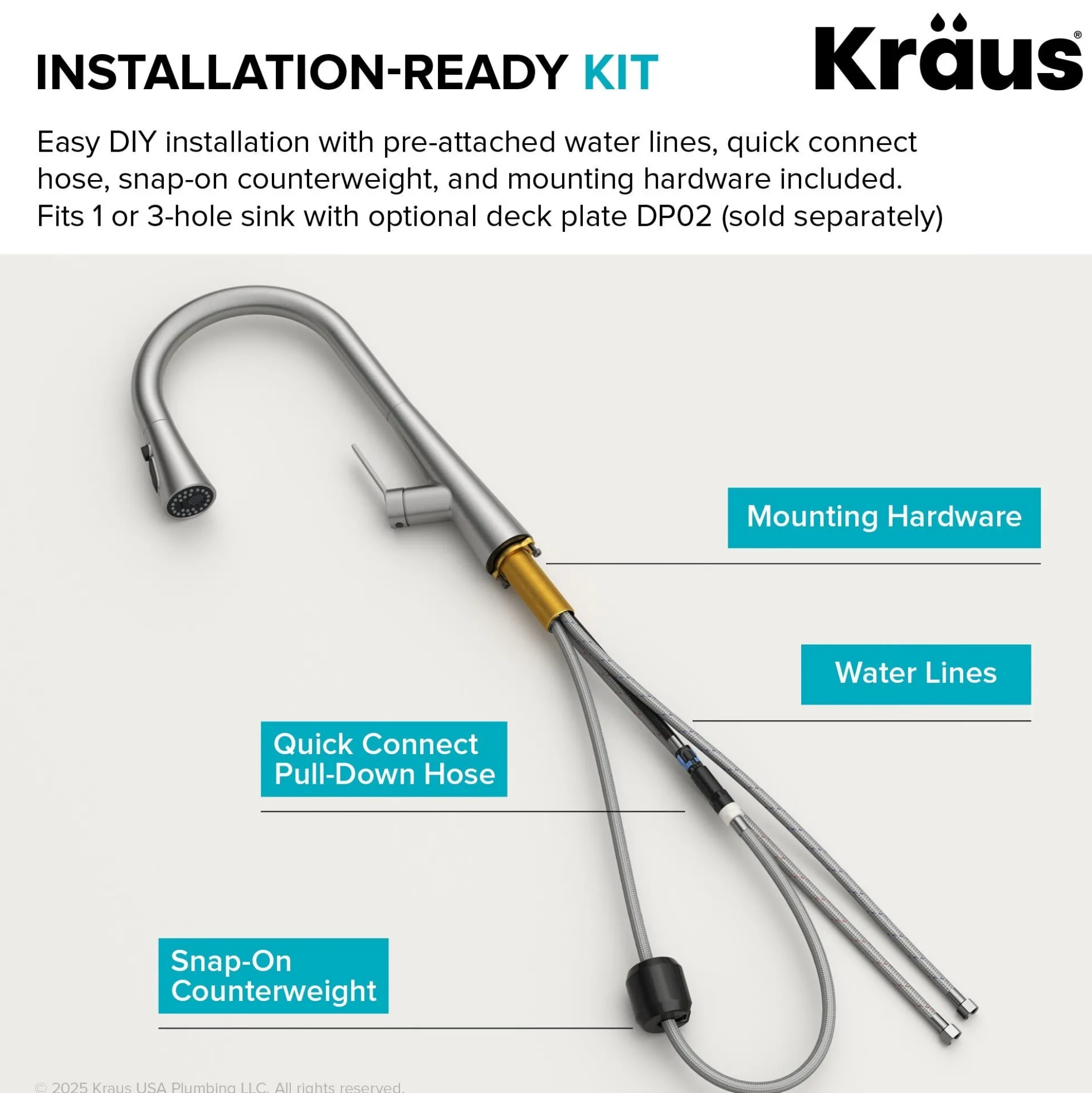 4-Function Single Handle Pull Down Kitchen Faucet with CleanSweep™ Blade Spray in Chrome