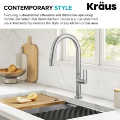 2-Function Single Handle Pull Down Kitchen Faucet in Spot-Free Stainless Steel