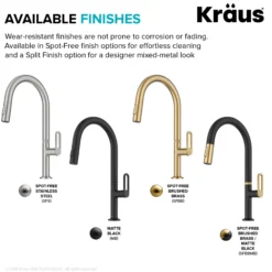 2-Function Single Handle Pull Down Kitchen Faucet in Spot-Free Brushed Brass / Matte Black