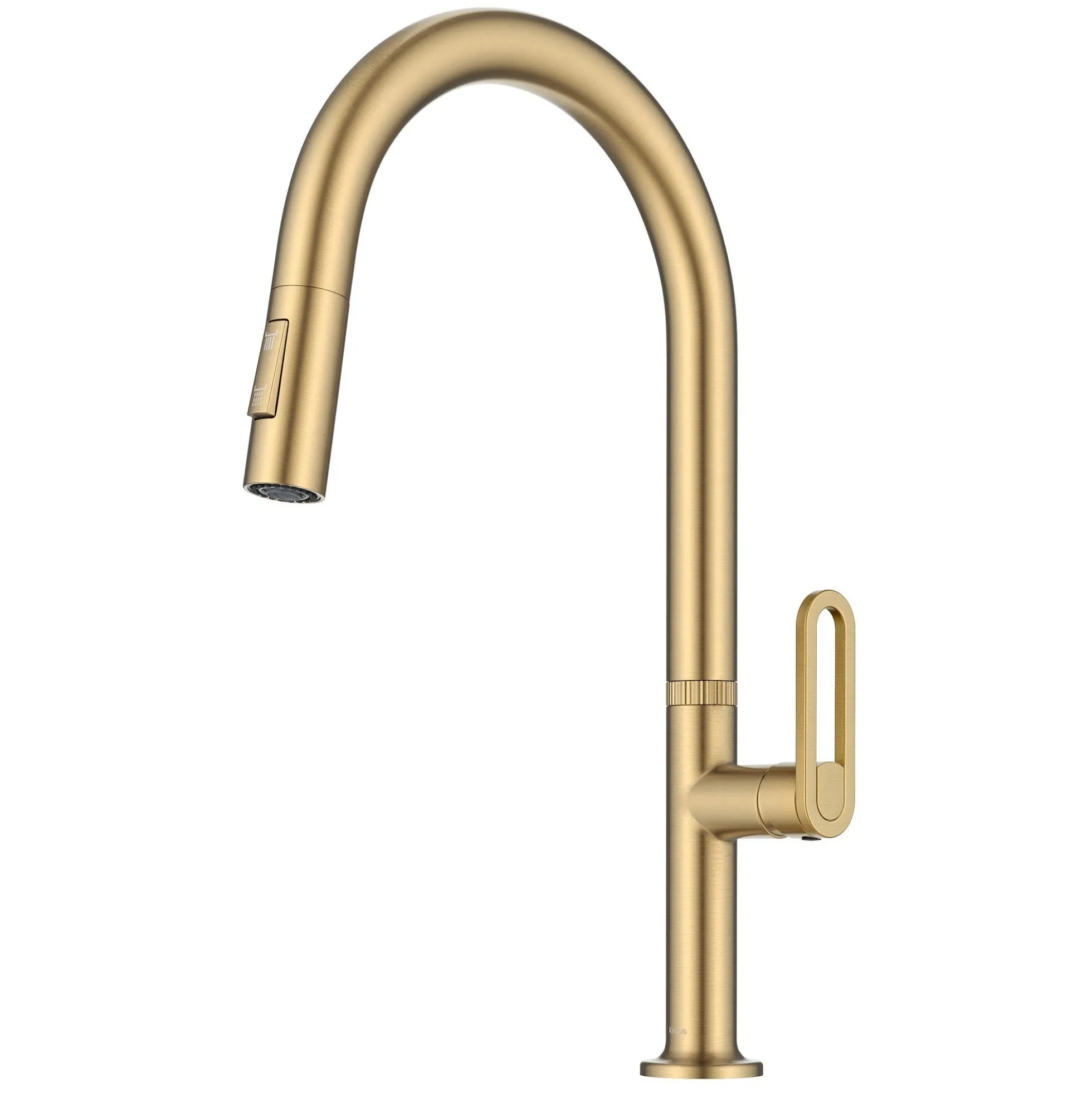 2-Function Single Handle Pull Down Kitchen Faucet in Spot-Free Brushed Brass