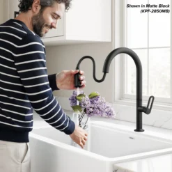 2-Function Single Handle Pull Down Kitchen Faucet in Spot-Free Brushed Brass