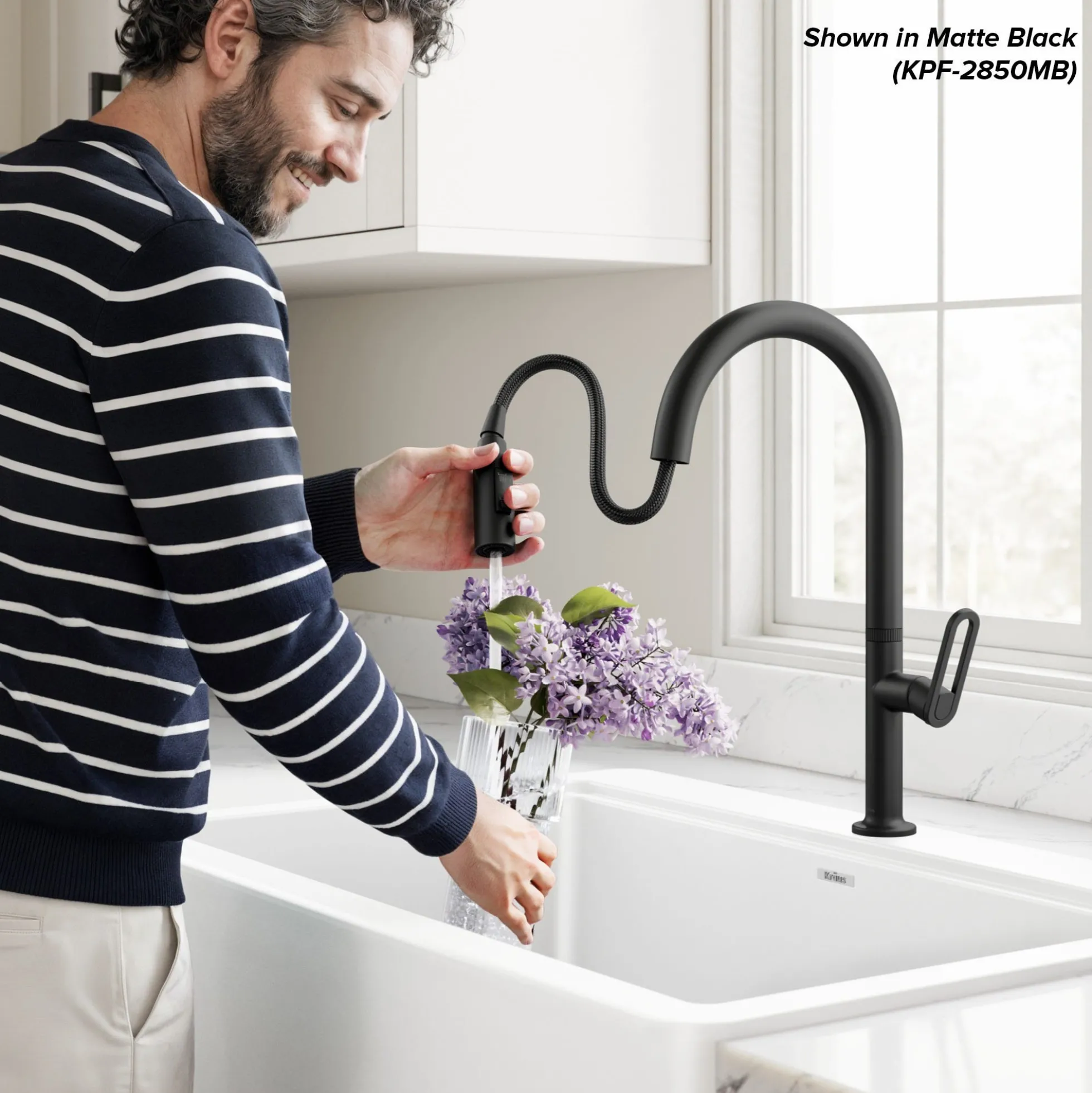 2-Function Single Handle Pull Down Kitchen Faucet in Spot-Free Brushed Brass